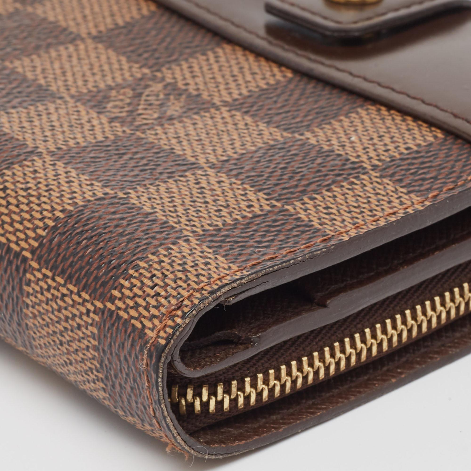 Louis Vuitton Damier Ebene Canvas Compact Zippy Brieftasche im Angebot 5