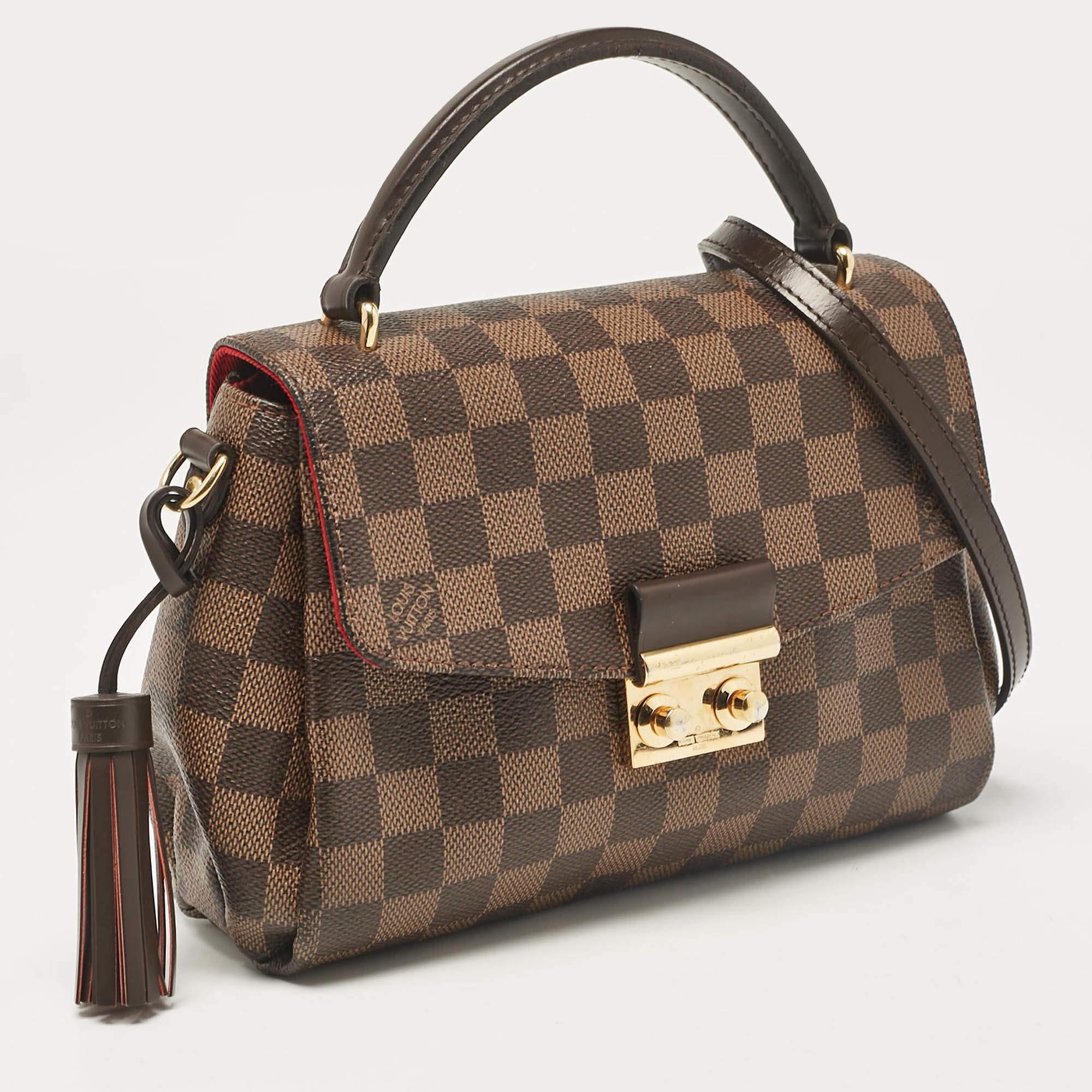Brown Louis Vuitton Damier Ebene Canvas Croisette Bag For Sale