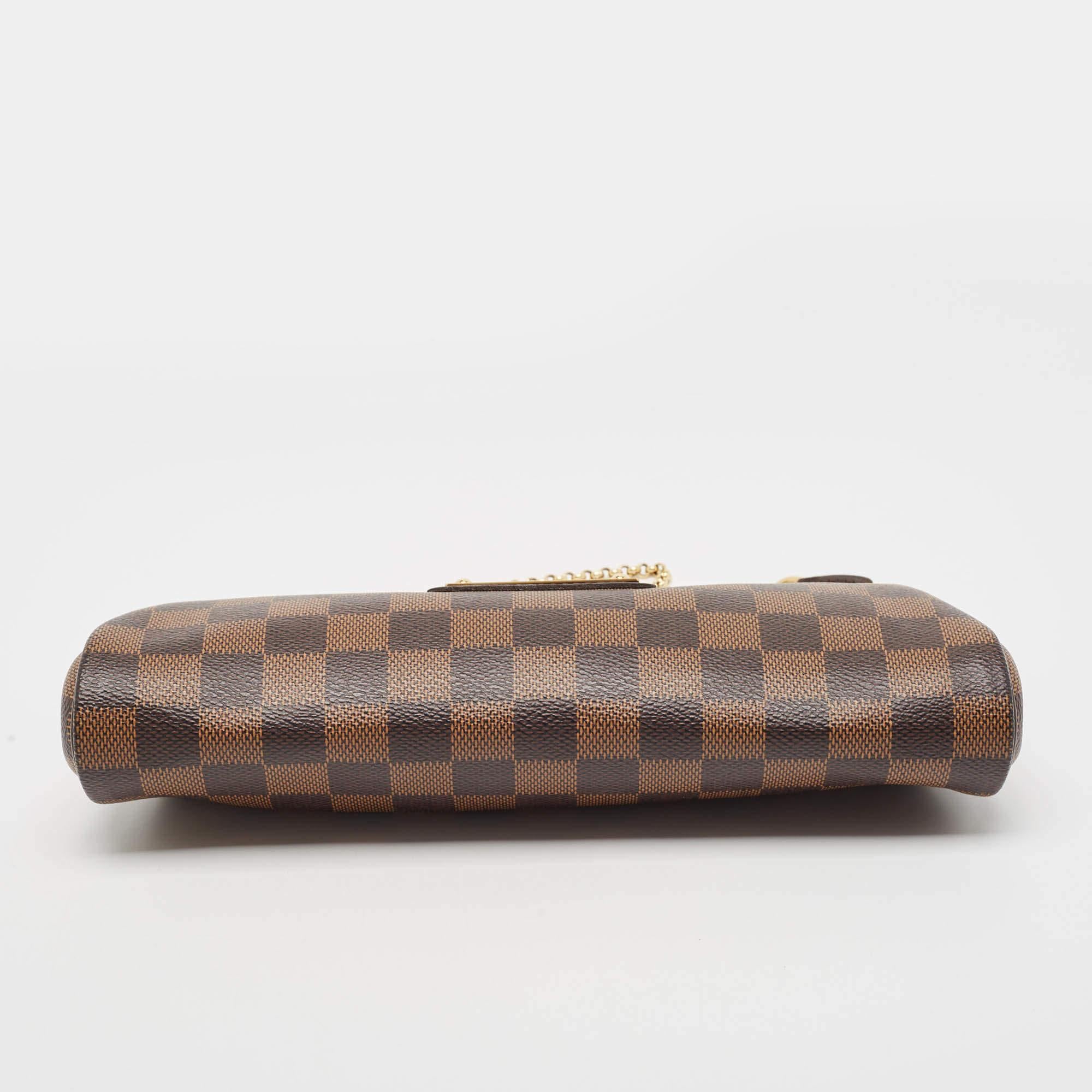 Brown Louis Vuitton Damier Ebene Canvas Eva Pochette