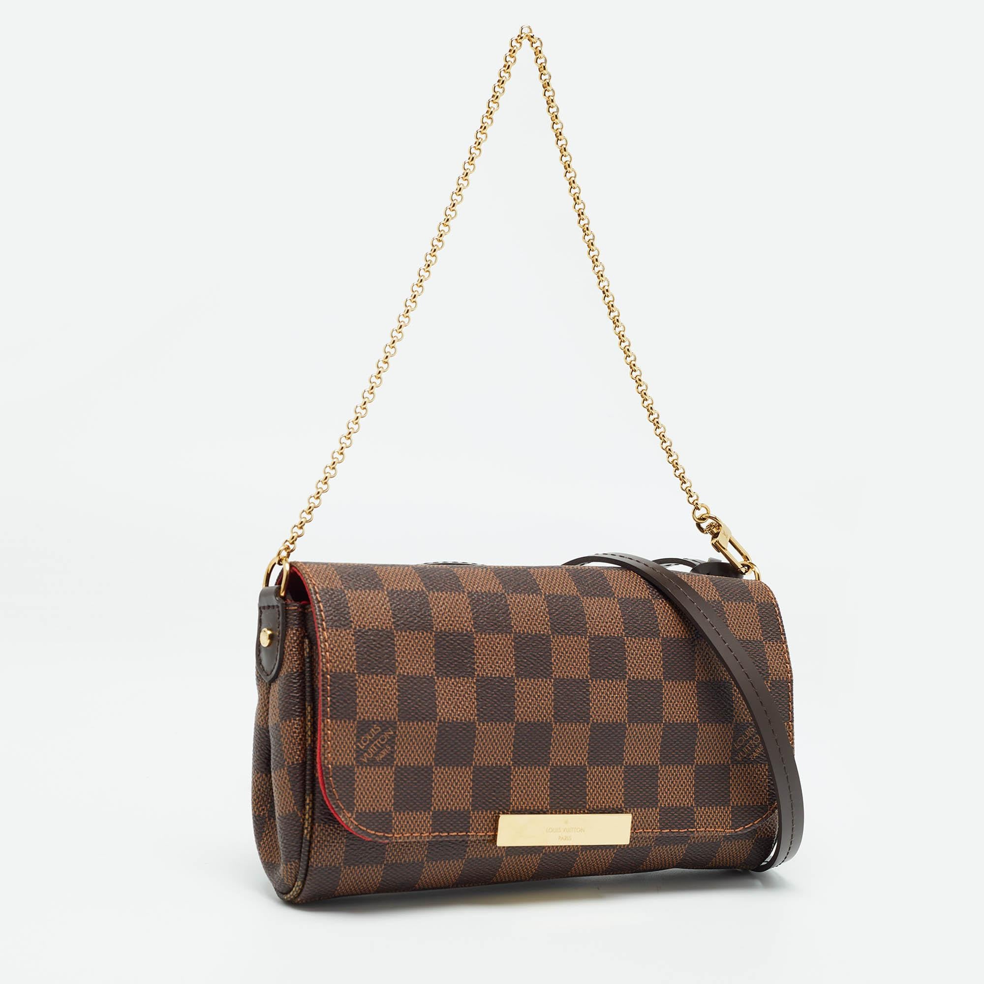 Louis Vuitton Damier Ebene Canvas Favorite PM Bag In Excellent Condition In Dubai, Al Qouz 2