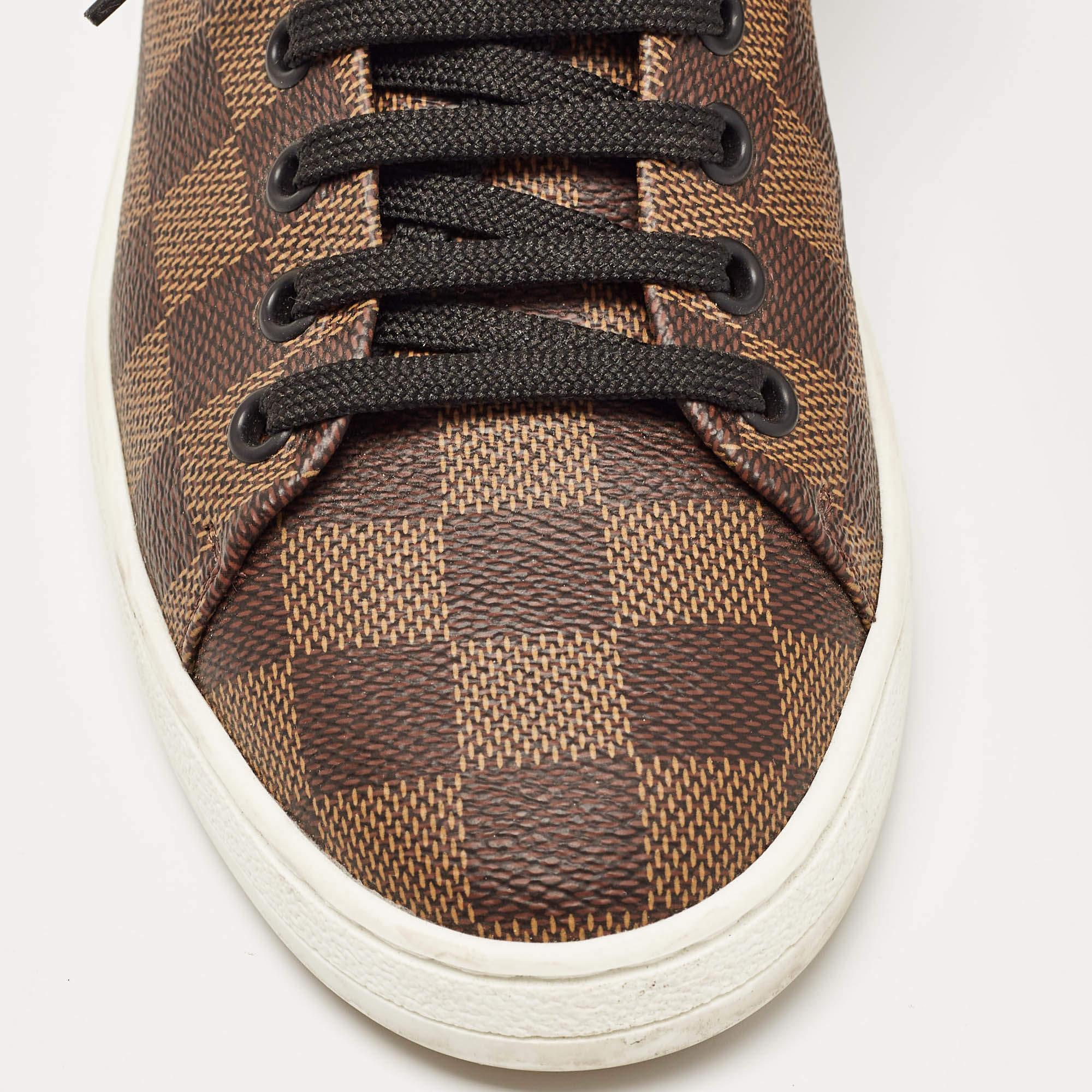 Women's Louis Vuitton Damier Ebene Canvas Frontrow Sneakers Size 38.5