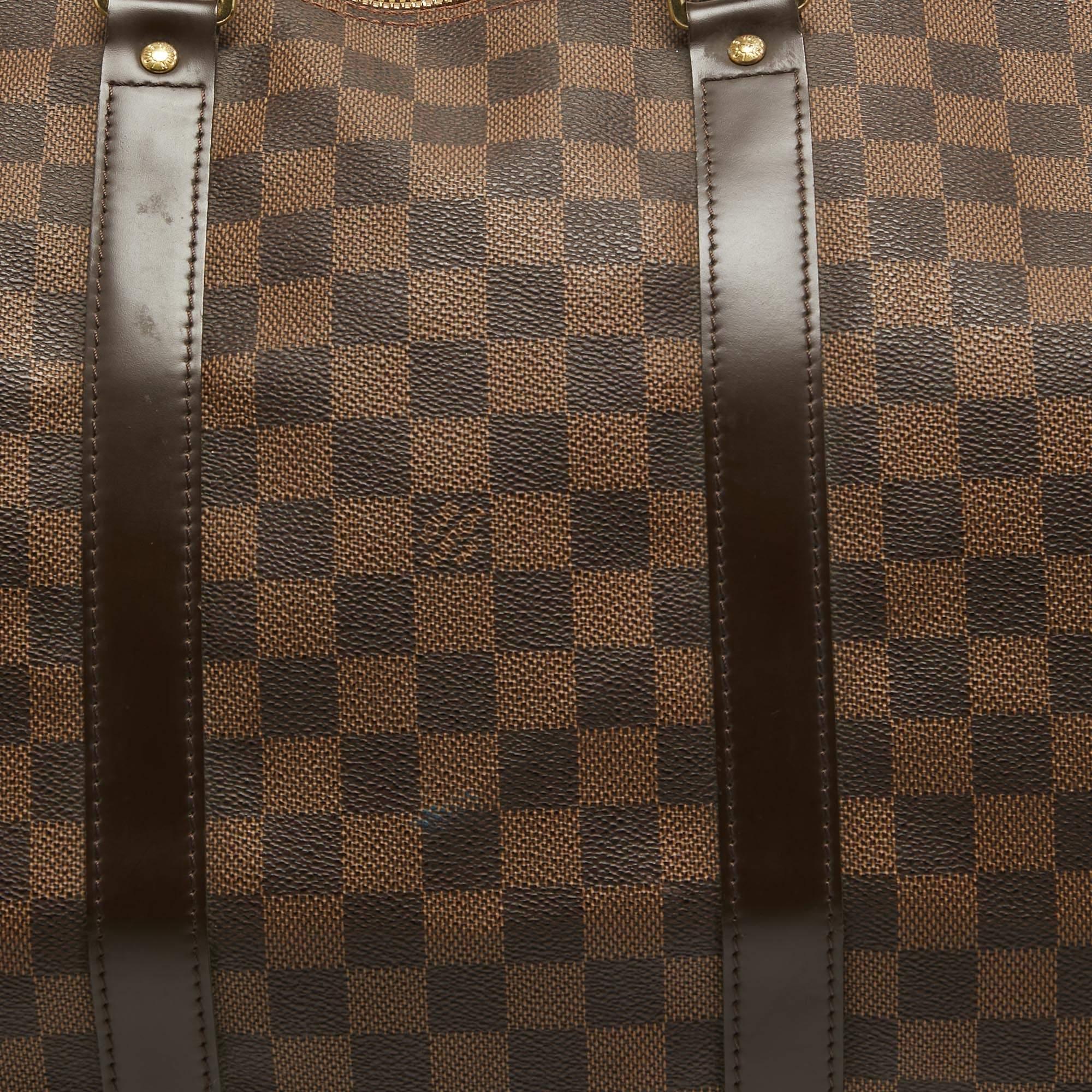 Louis Vuitton Damier Ebene Canvas Keepall Bandouliere 55 Bag For Sale 8