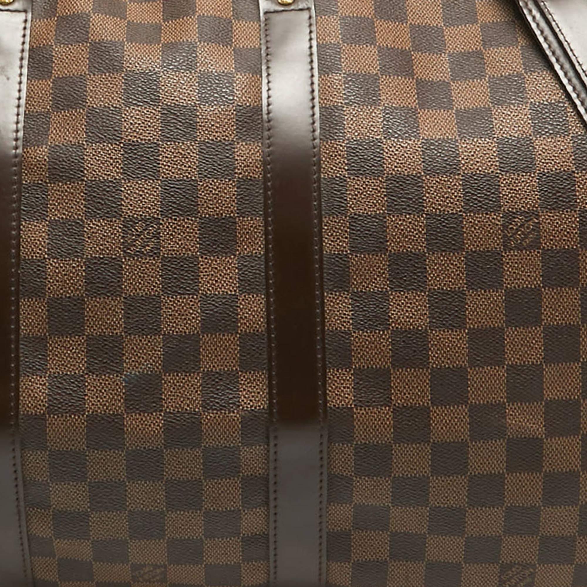 Louis Vuitton Damier Ebene Canvas Keepall Bandouliere 55 Tasche aus Segeltuch im Angebot 10