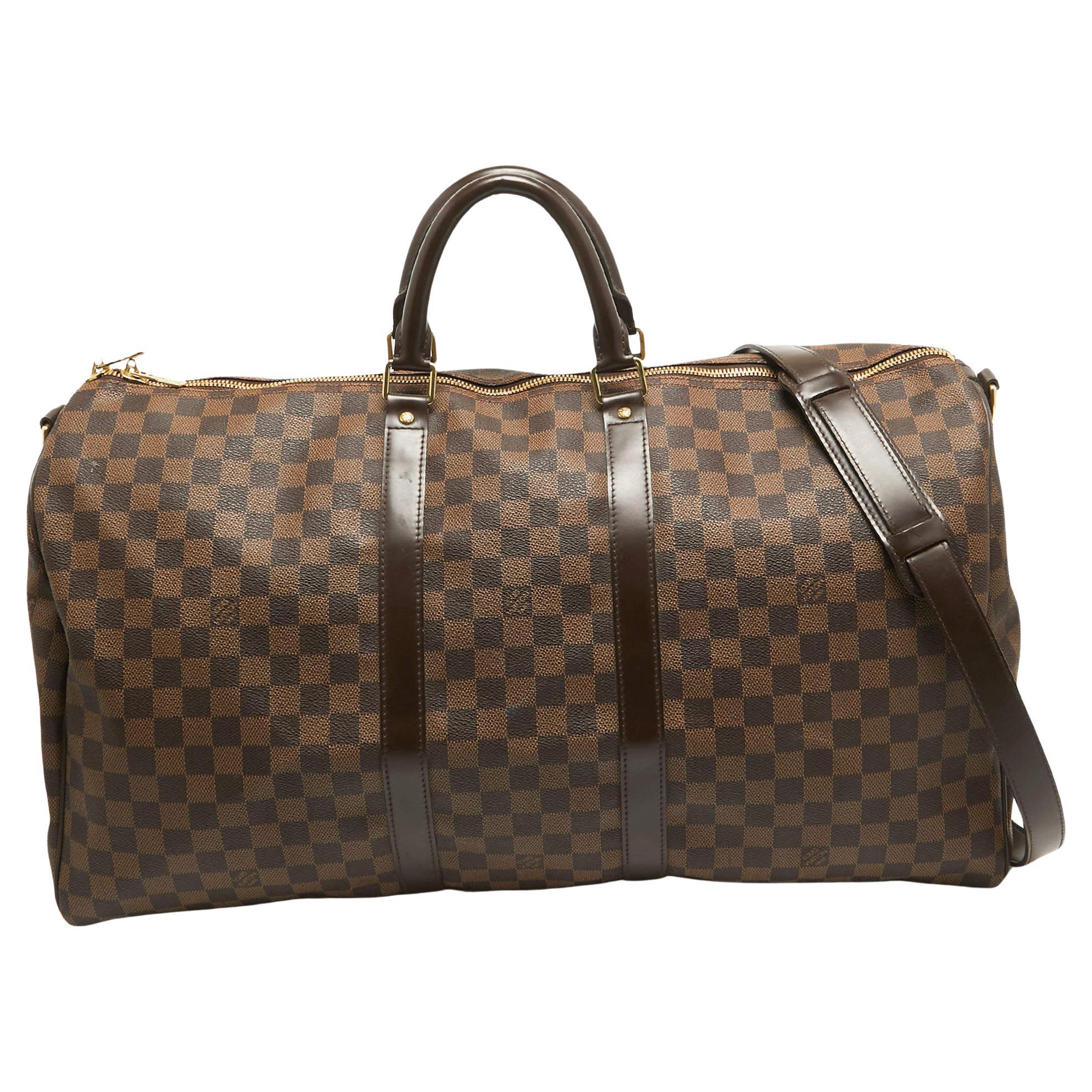Louis Vuitton Damier Ebene Canvas Keepall Bandouliere 55 Bag