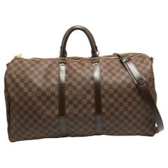 Used Louis Vuitton Damier Ebene Canvas Keepall Bandouliere 55 Bag