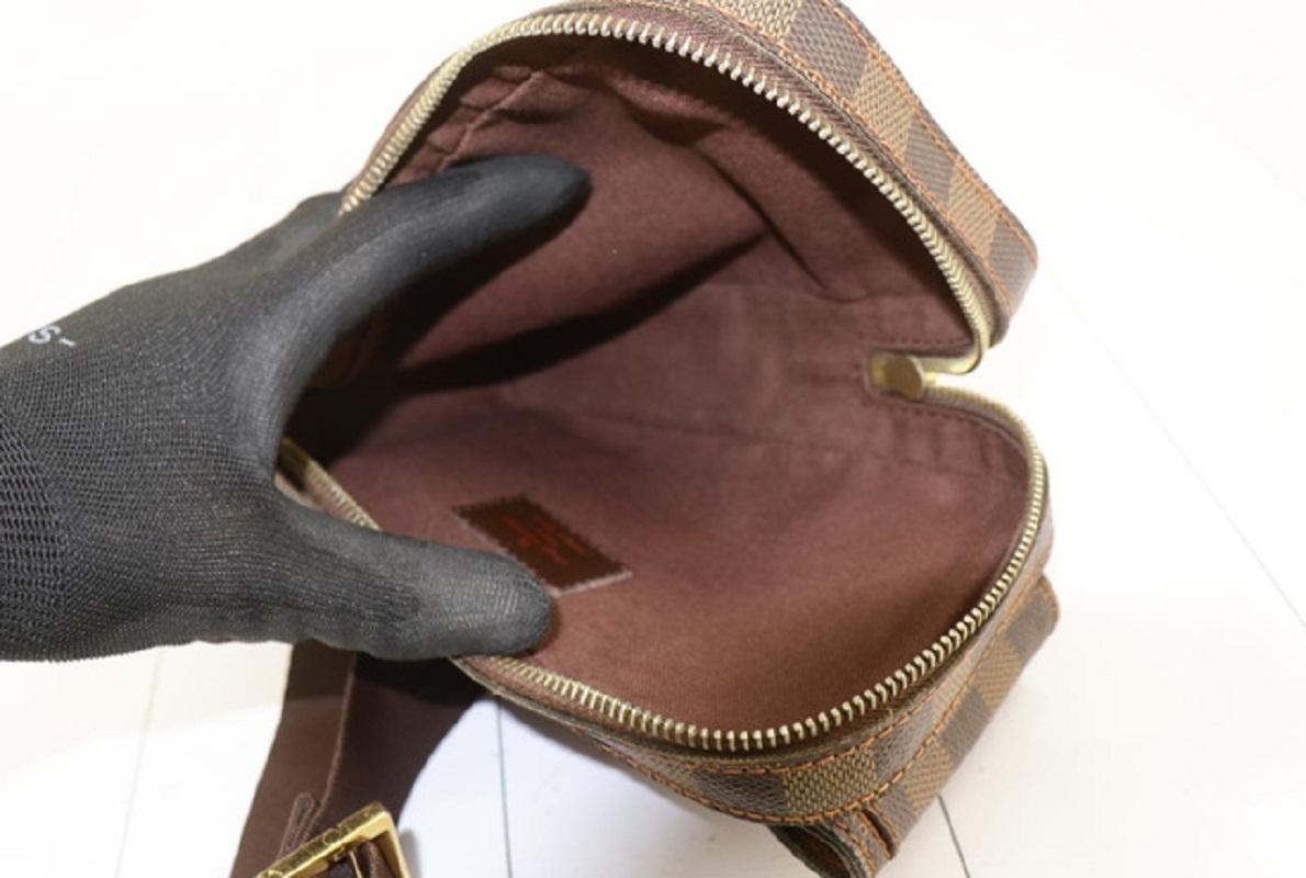 Louis Vuitton Damier Ebene Canvas Leather Geronimos Waist Bag In Good Condition In Irvine, CA