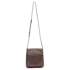 Louis Vuitton Damier Ebene Canvas Leather Musette Salsa Long Strap PM Shoulder B