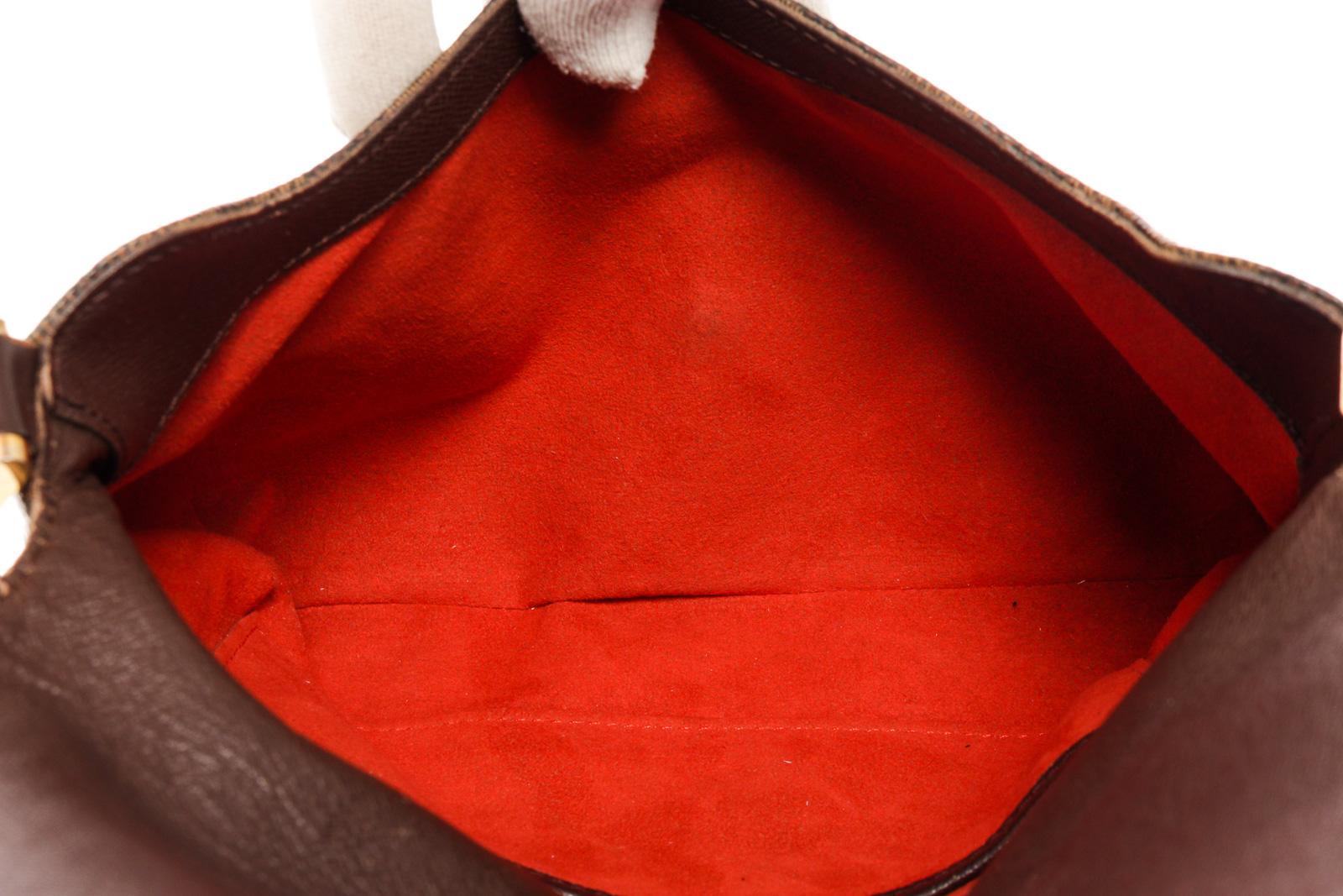 Louis Vuitton Damier Ebene Canvas Leather Musette Tango Short Strap Shoulder Bag In Good Condition In Irvine, CA