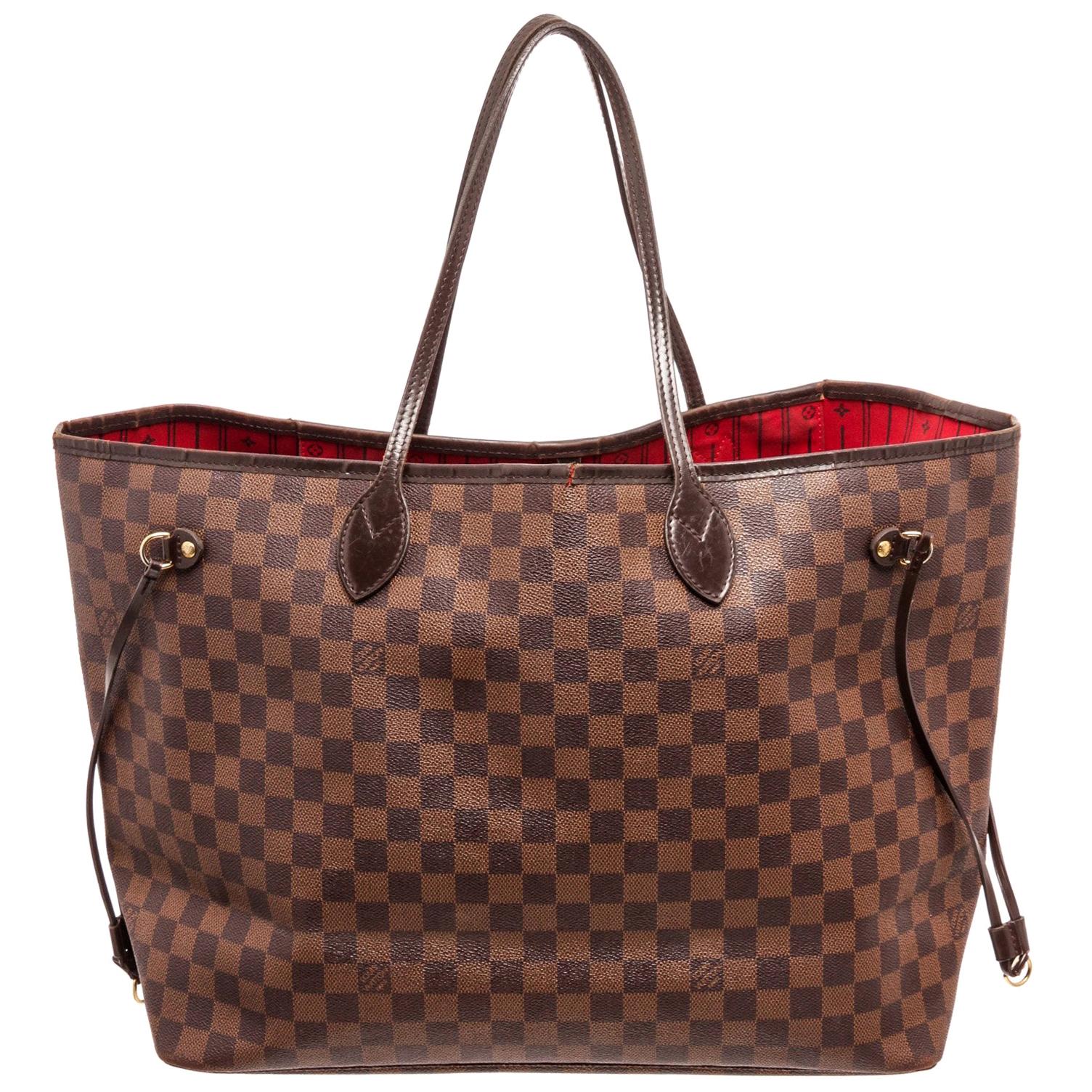 Louis Vuitton Damier Ebene Canvas Leather Neverfull GM Bag