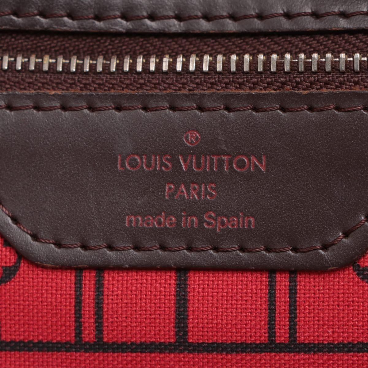 Louis Vuitton Damier Ebene Canvas Leather Neverfull MM Bag For Sale 5