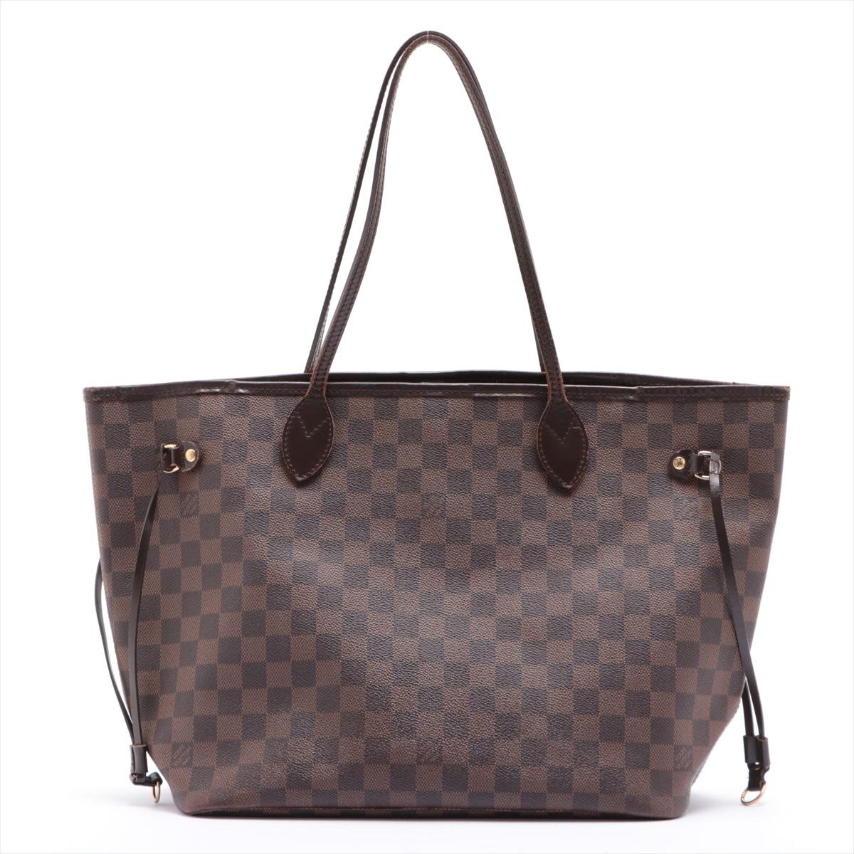 Black Louis Vuitton Damier Ebene Canvas Leather Neverfull MM Bag For Sale