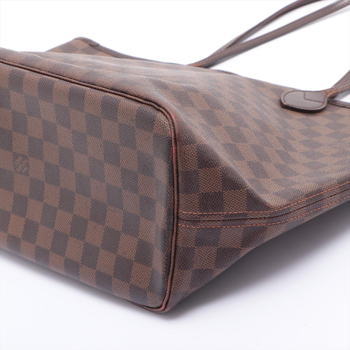 Louis Vuitton Damier Ebene Canvas Leather Neverfull MM Bag In Good Condition For Sale In Irvine, CA