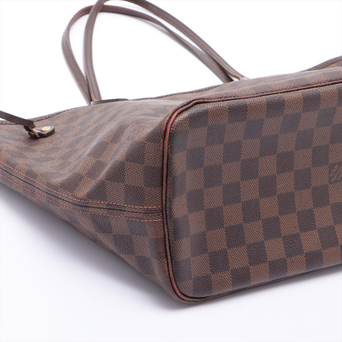Women's Louis Vuitton Damier Ebene Canvas Leather Neverfull MM Bag For Sale