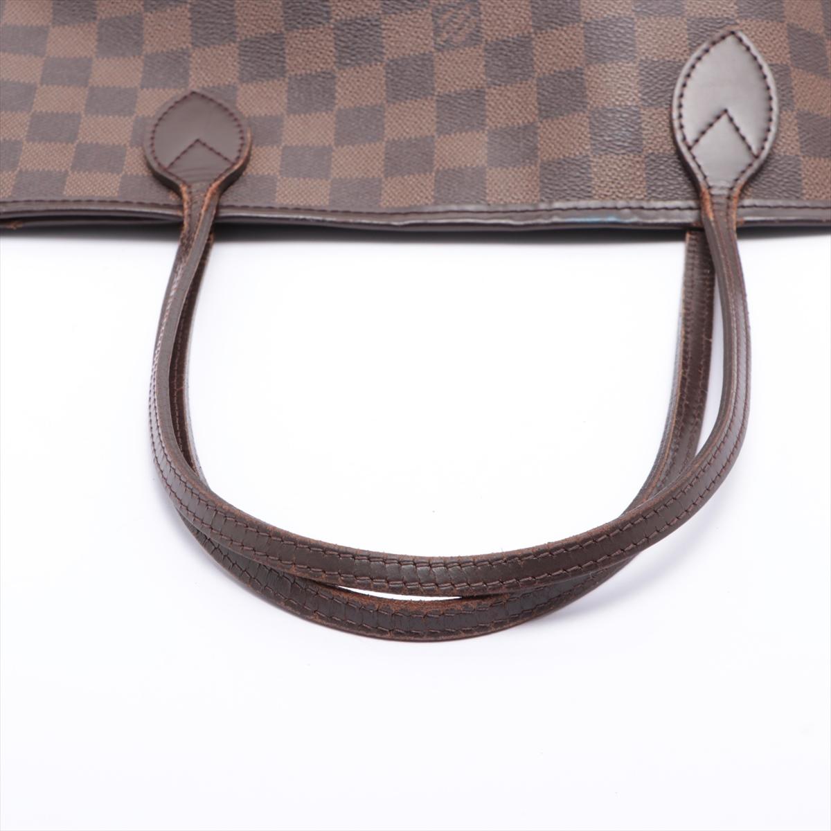 Louis Vuitton Damier Ebene Canvas Leather Neverfull MM Bag For Sale 1