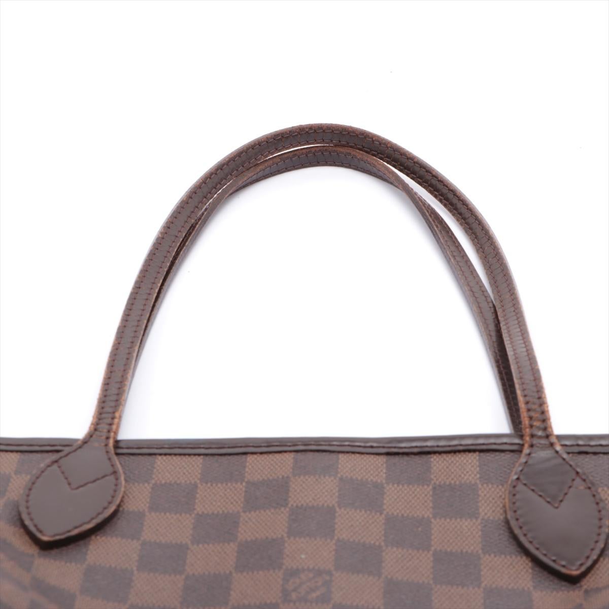 Louis Vuitton Damier Ebene Canvas Leather Neverfull MM Bag For Sale 2