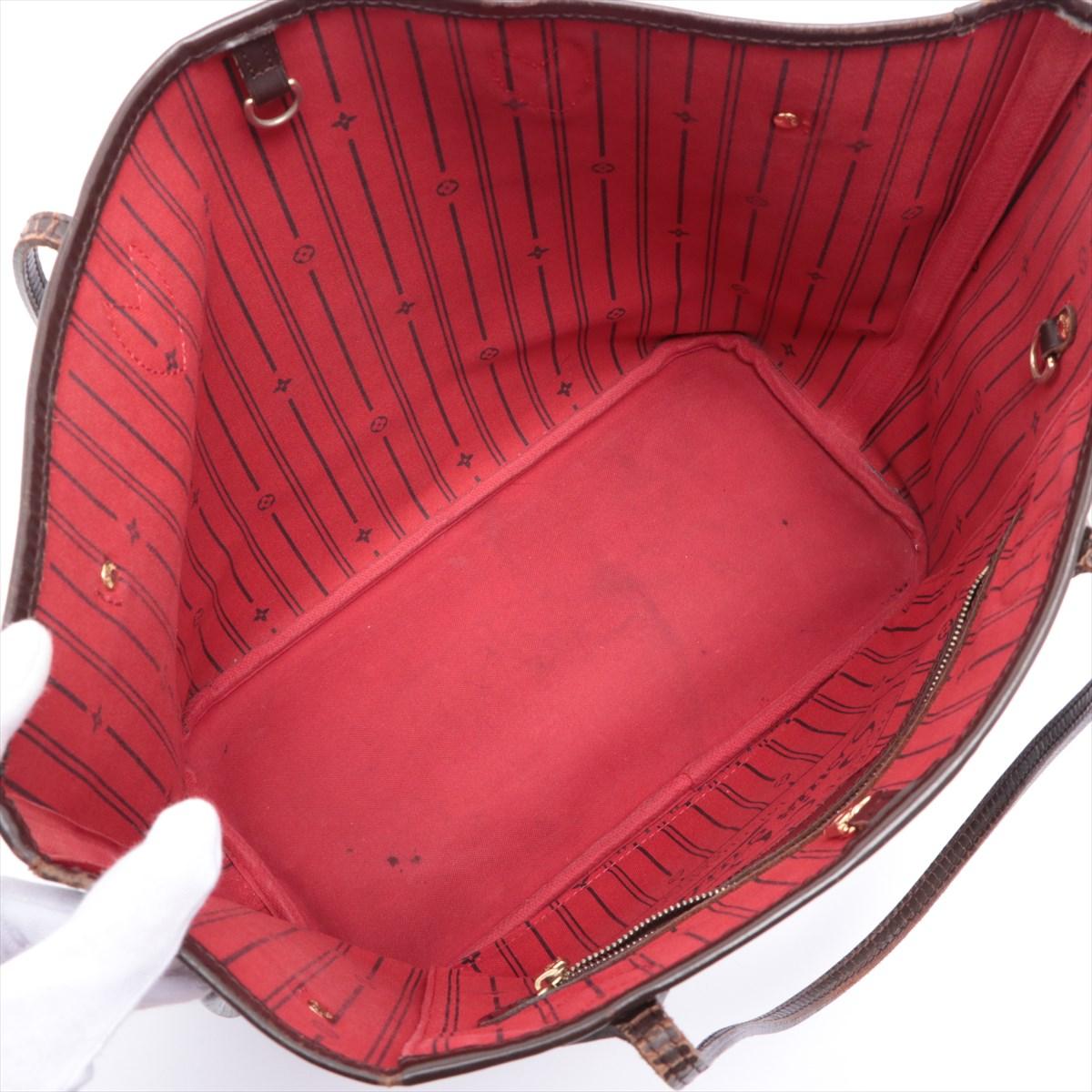 Louis Vuitton Damier Ebene Canvas Leather Neverfull MM Bag For Sale 3