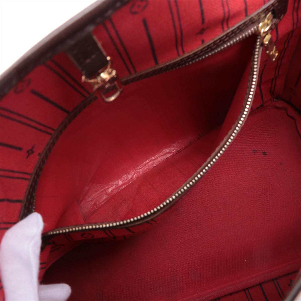 Louis Vuitton Damier Ebene Canvas Leather Neverfull MM Bag For Sale 4