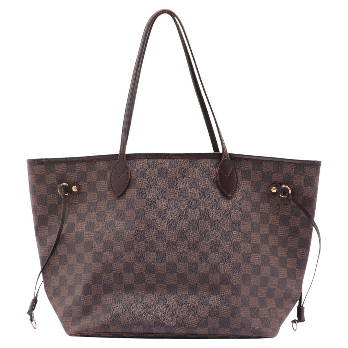 Louis Vuitton Damier Ebene Canvas Leather Neverfull MM Bag For Sale