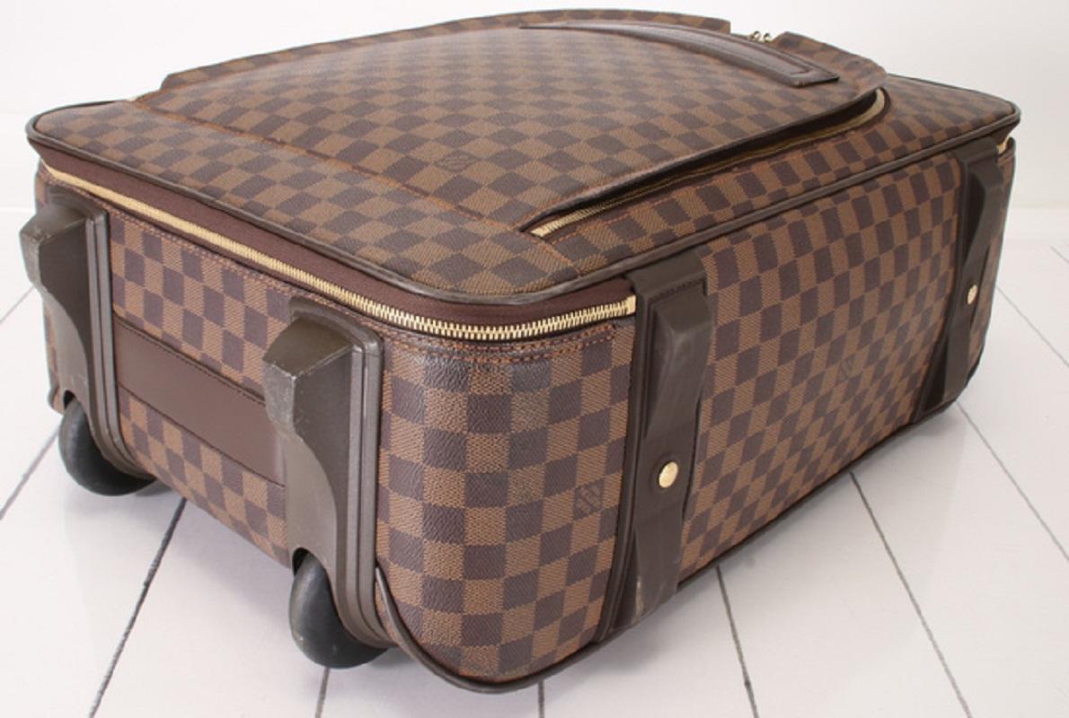 Brown Louis Vuitton Damier Ebene Canvas Leather Pegase Business 55 cm Rolling Luggage For Sale