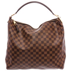 Louis Vuitton Damier Ebene Canvas Leather Portobello PM Hobo Bag