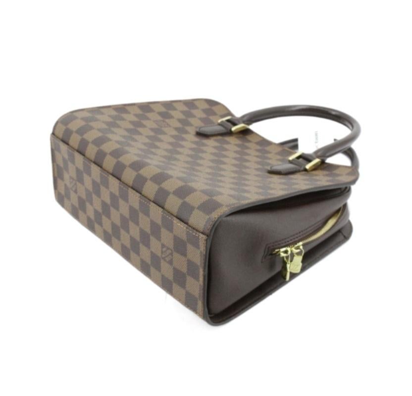 Louis Vuitton Damier Ebene Canvas Leather Triana Handbag In Good Condition In Irvine, CA
