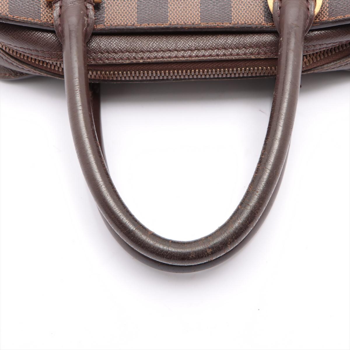 Black Louis Vuitton Damier Ebene Canvas Leather Triana Handbag For Sale