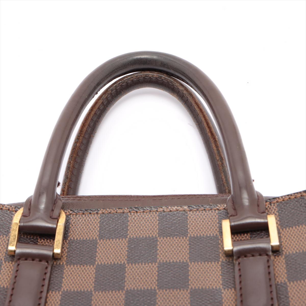 Louis Vuitton Damier Ebene Canvas Leather Triana Handbag In Good Condition For Sale In Irvine, CA