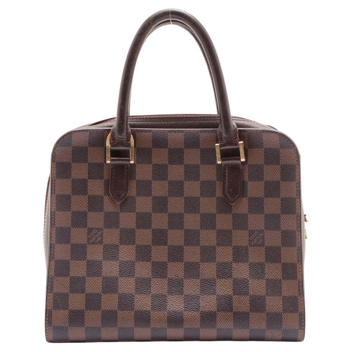 Louis Vuitton Damier Ebene Canvas Leather Triana Handbag For Sale