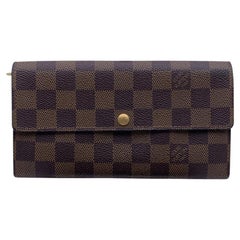 Louis Vuitton Damier Ebene Lange Sarah Clutch/Brieftasche aus Segeltuch