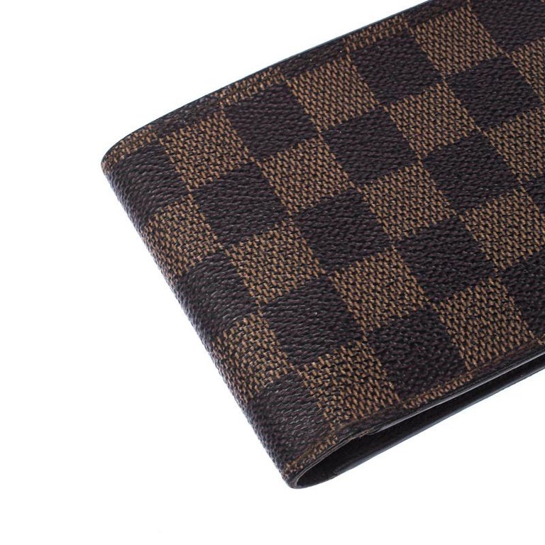 Preloved Louis Vuitton Damier Ebene Leather Wallet Men's Bi-Fold