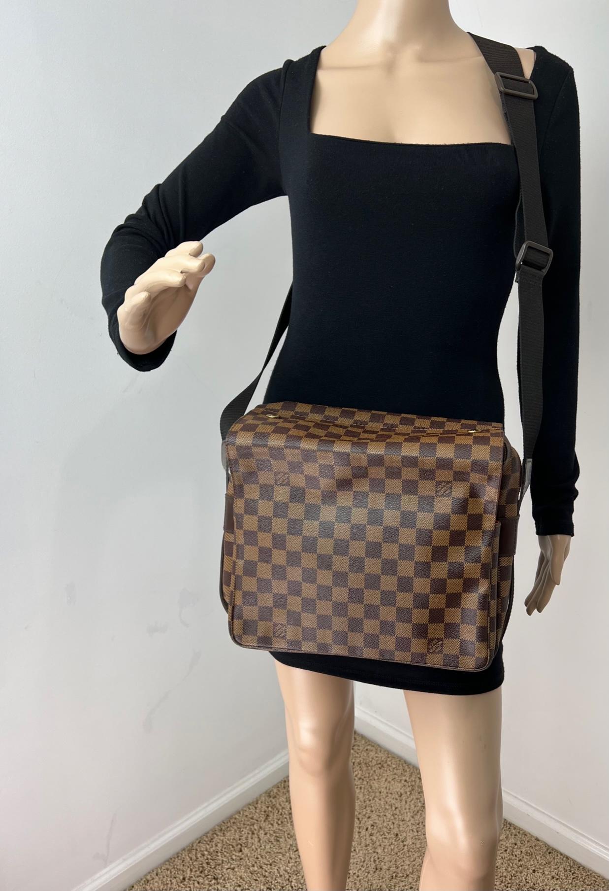 Louis Vuitton Damier Ebene Canvas Naviglio Shoulder Messenger Bag Briefcase  For Sale 4