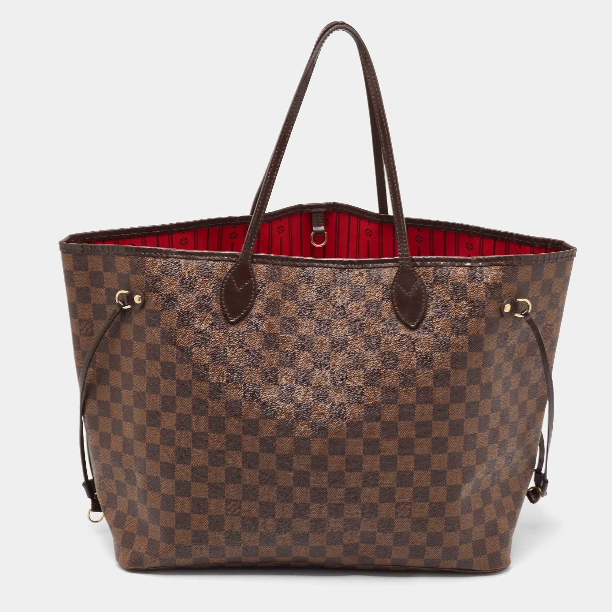 Louis Vuitton’s Neverfull was first introduced in 2007. Crafted from classic Damier Ebene canvas, Neverfull is versatile in design. The bag features dual top handles and a fabric-lined spacious interior. Neverfull is the perfect everyday tote.

