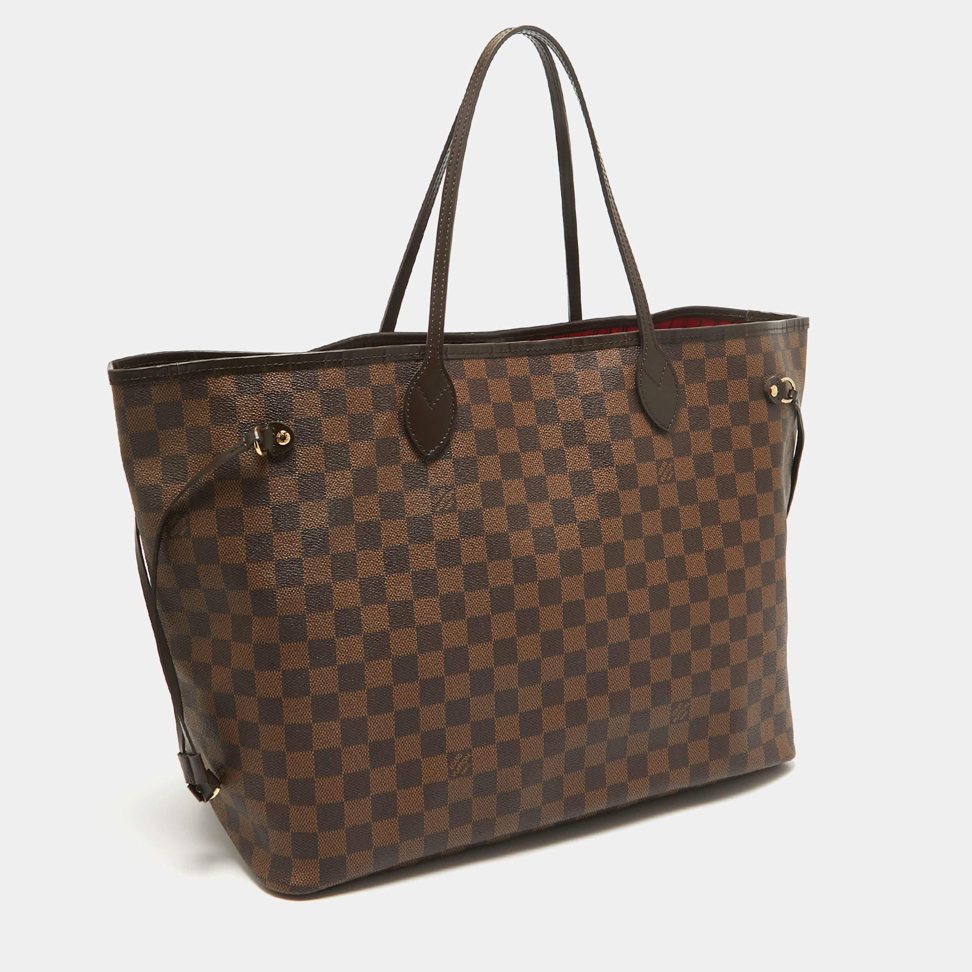 Black Louis Vuitton Damier Ebene Canvas Neverfull GM Bag
