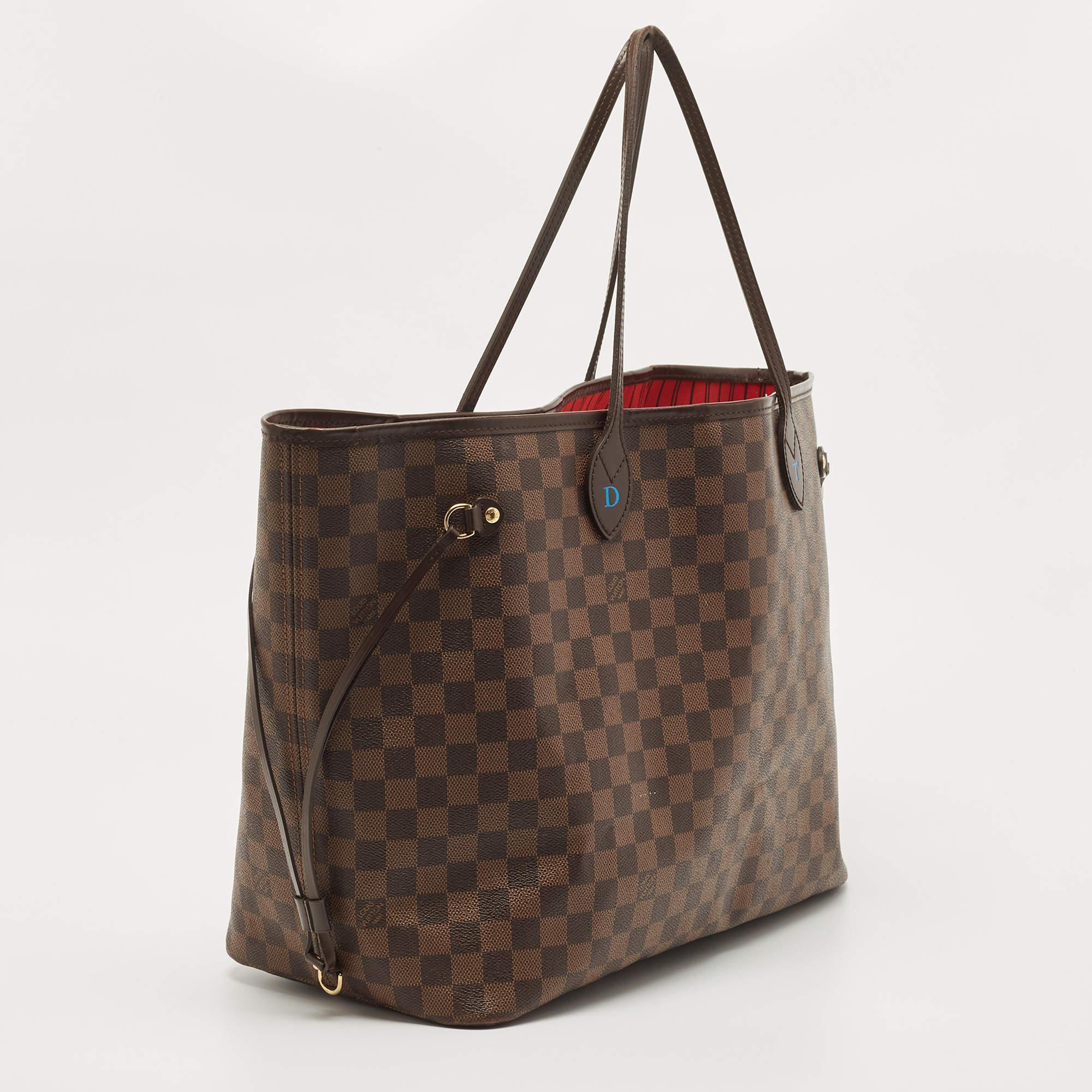 Women's Louis Vuitton Damier Ebene Canvas Neverfull GM Bag For Sale