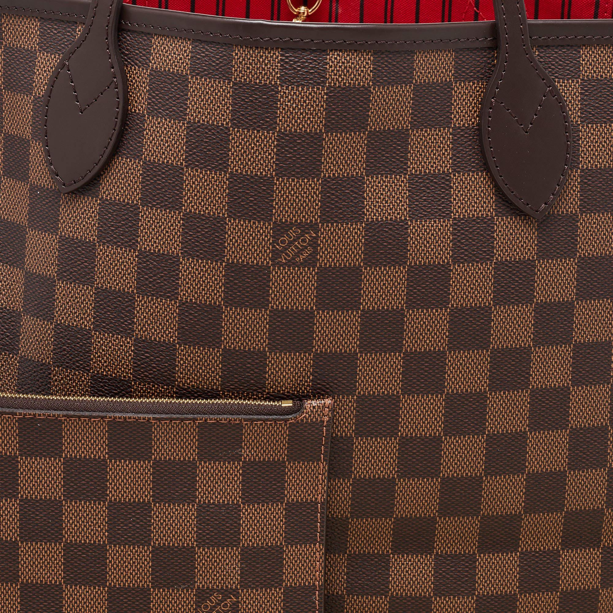 Damier Ebene Neverfull MM Tasche aus Segeltuch von Louis Vuitton im Angebot 10