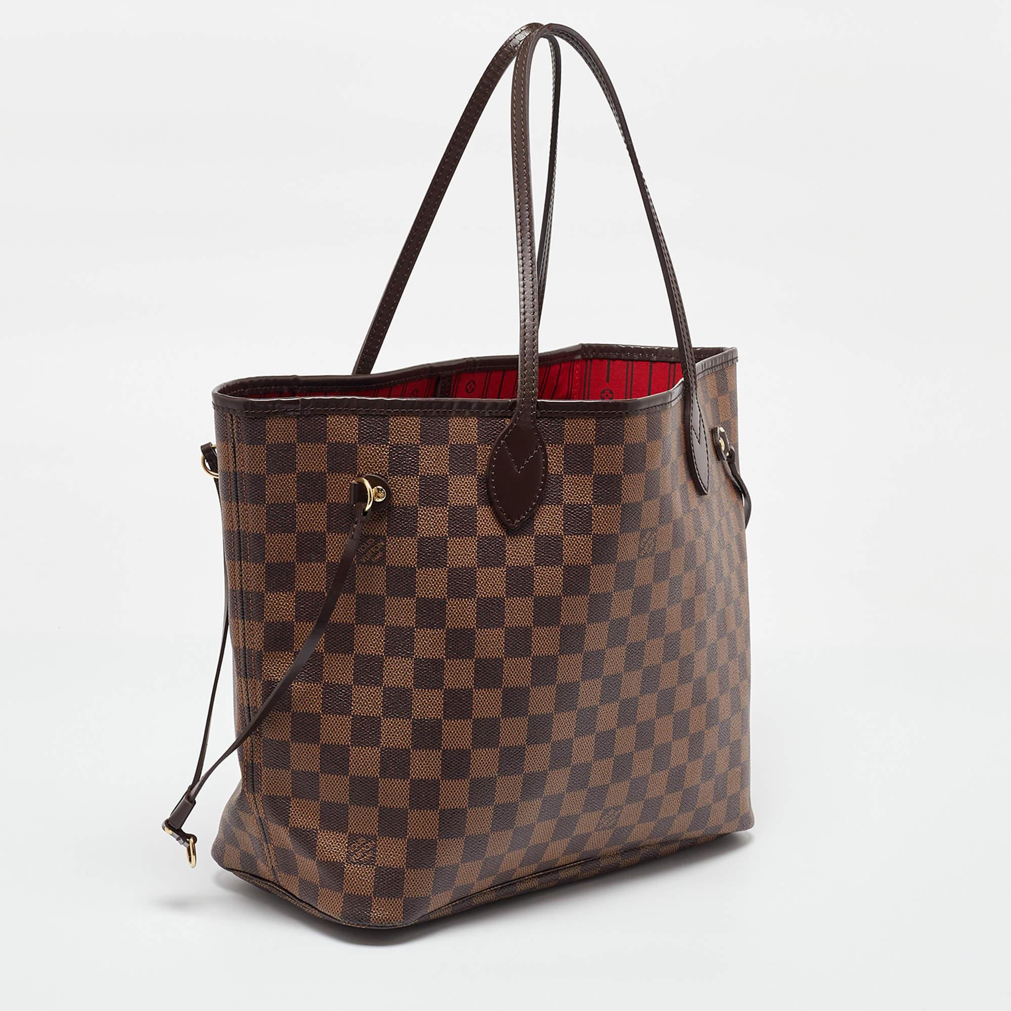 Black Louis Vuitton Damier Ebene Canvas Neverfull MM Bag