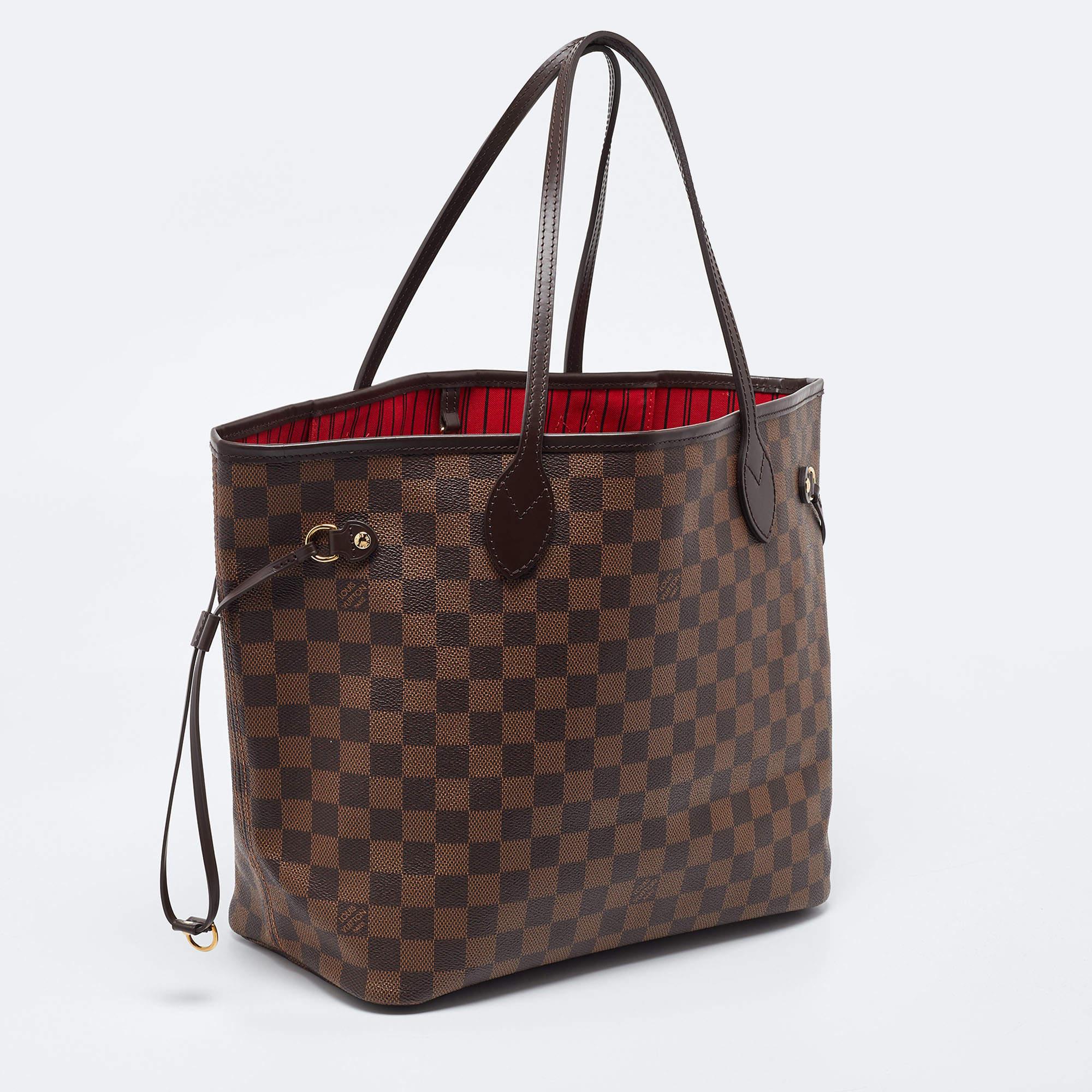 Damier Ebene Neverfull MM Tasche aus Segeltuch von Louis Vuitton Damen im Angebot