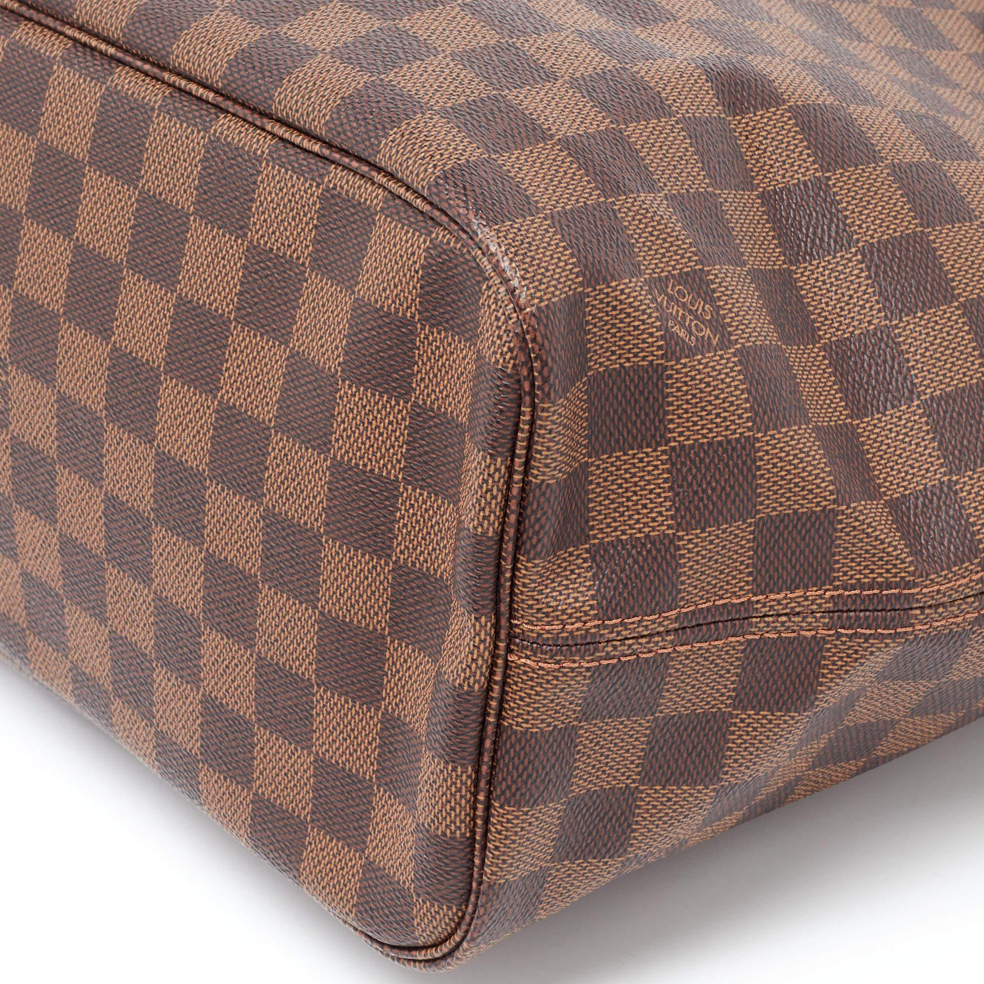 Damier Ebene Neverfull MM Tasche aus Segeltuch von Louis Vuitton im Angebot 2