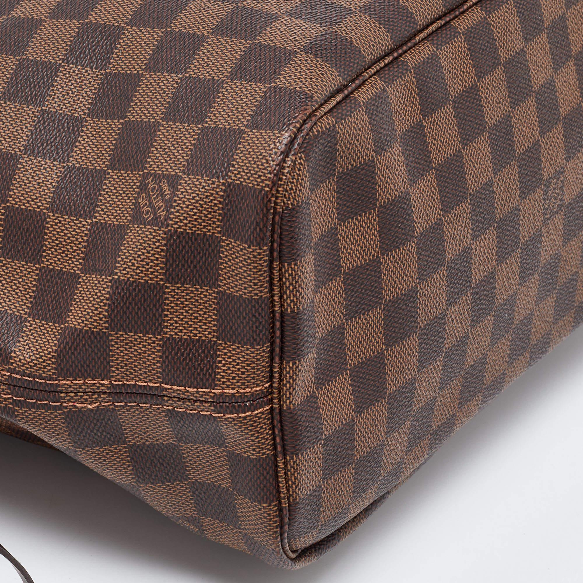 Damier Ebene Neverfull MM Tasche aus Segeltuch von Louis Vuitton im Angebot 3