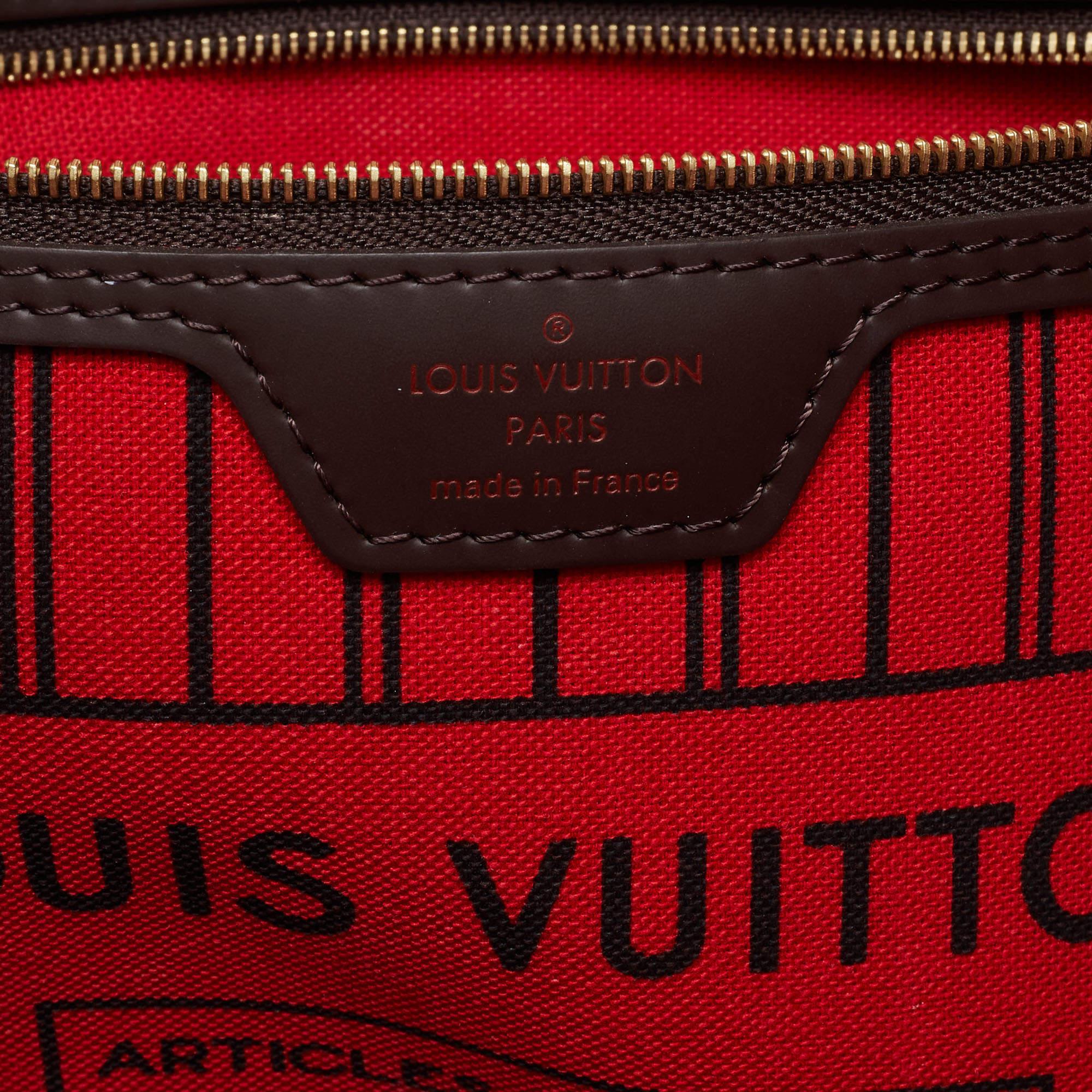Damier Ebene Neverfull MM Tasche aus Segeltuch von Louis Vuitton im Angebot 5