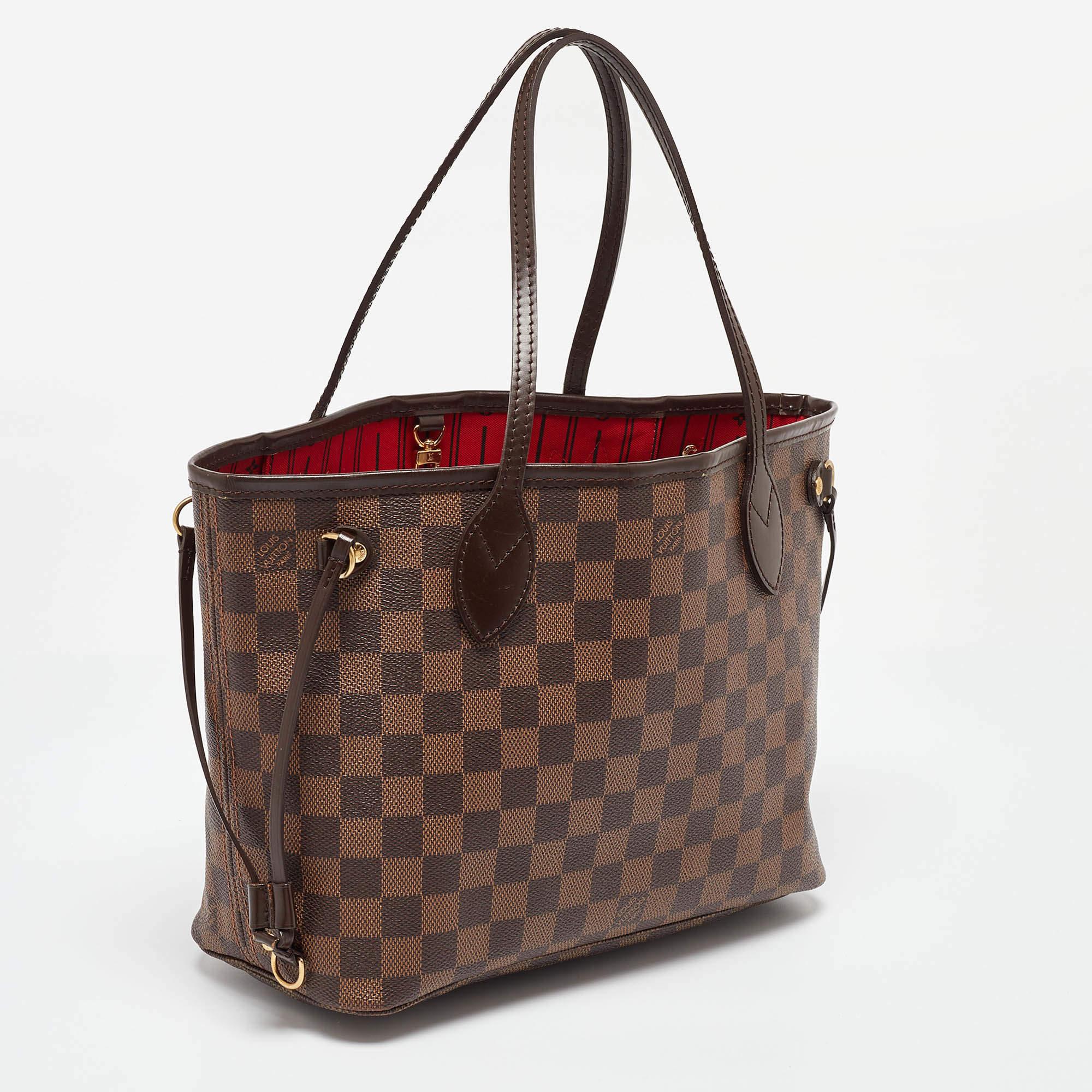 Black Louis Vuitton Damier Ebene Canvas Neverfull PM Bag