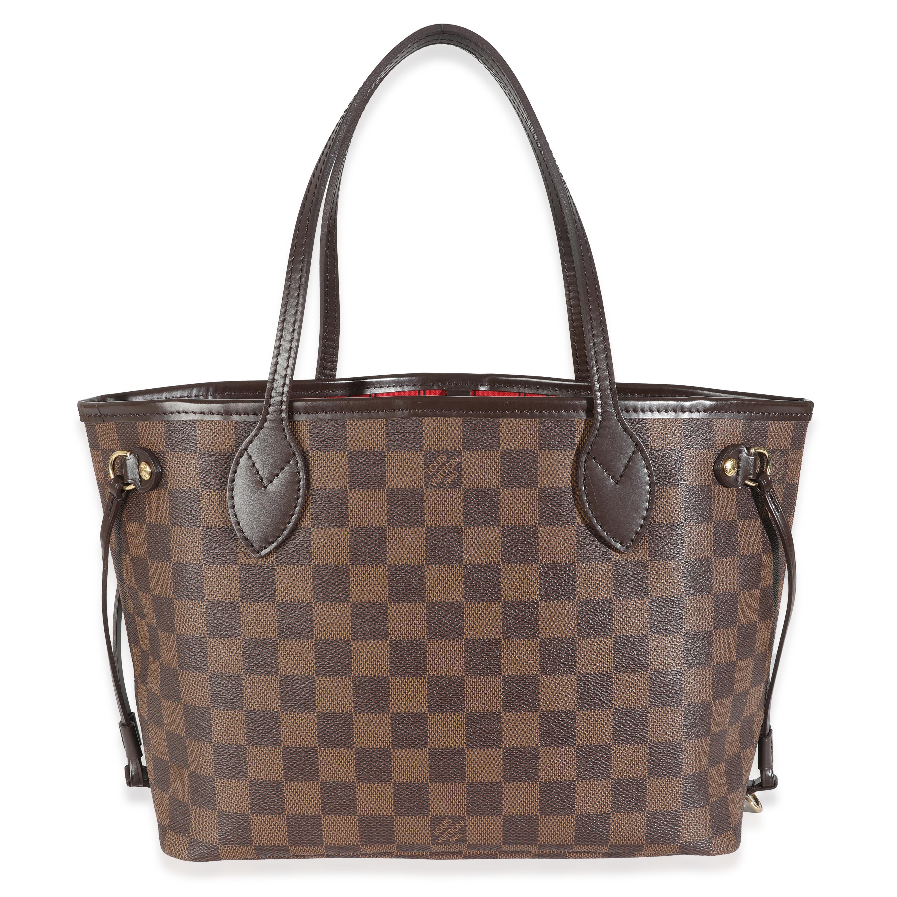 Listing Title: Louis Vuitton Damier Ebene Canvas Neverfull PM
SKU: 146706
Condition: Pre-owned 
Condition Description: Released in 2007, the Louis Vuitton Neverfull bag has since become one of the House's most established styles. Available in the
