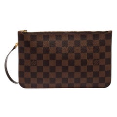 Louis Vuitton Damier Ebene Canvas Neverfull Pochette Clutch