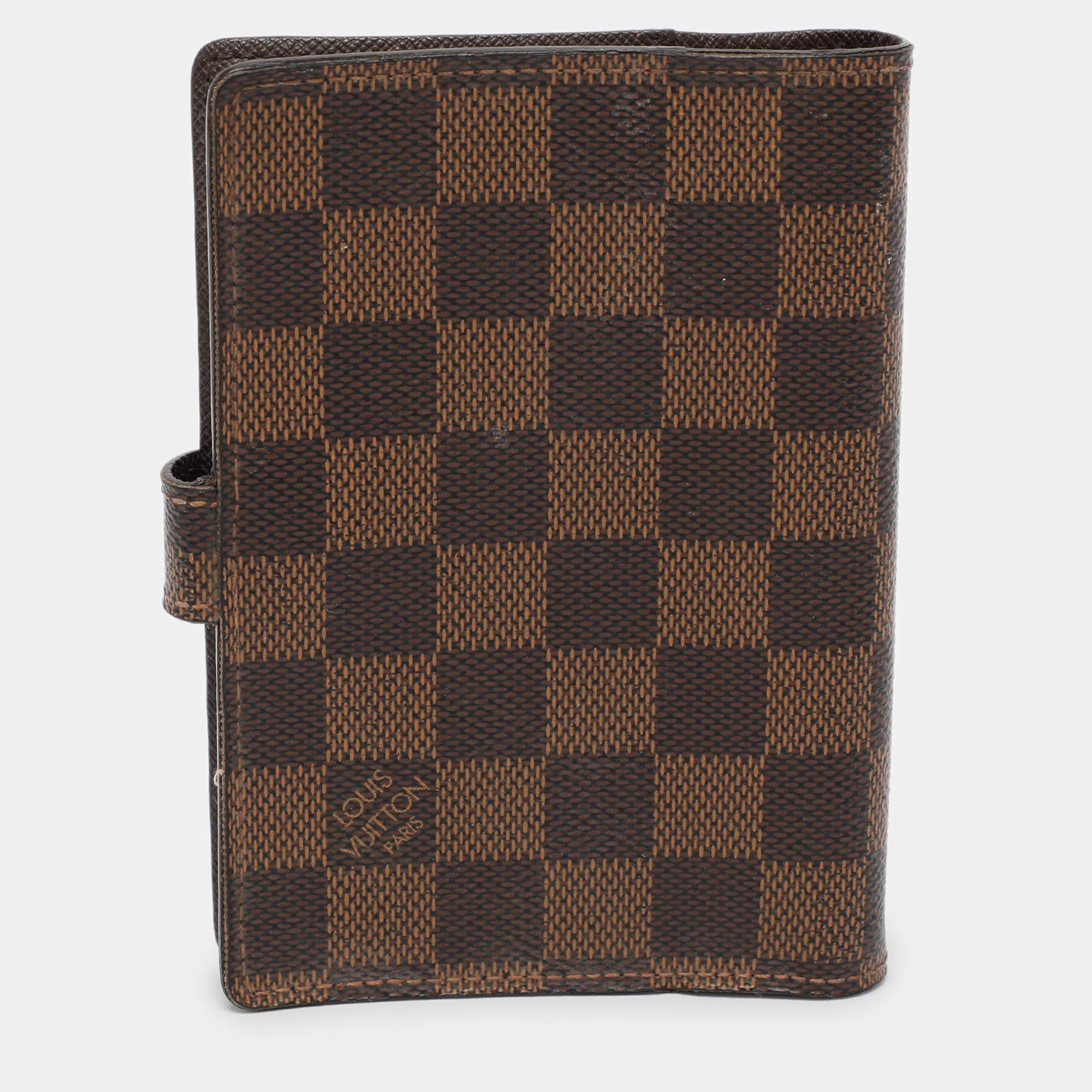 Women's Louis Vuitton Damier Ebene Canvas Ring Agenda Cover