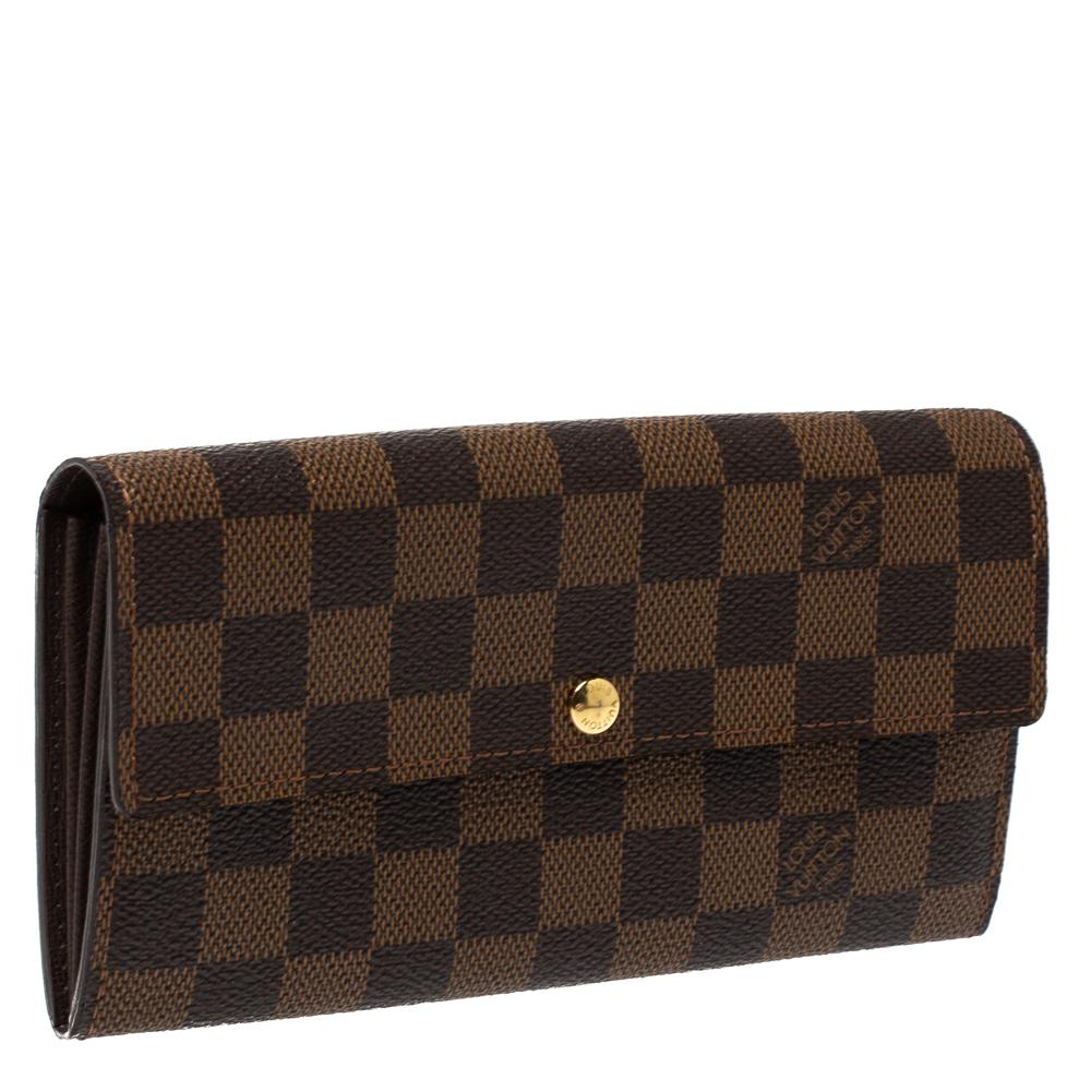 Black Louis Vuitton Damier Ebene Canvas Sarah Wallet