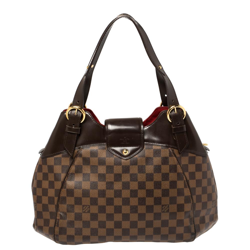 Louis Vuitton Damier Ebene Canvas Sistina GM Bag In Good Condition In Dubai, Al Qouz 2