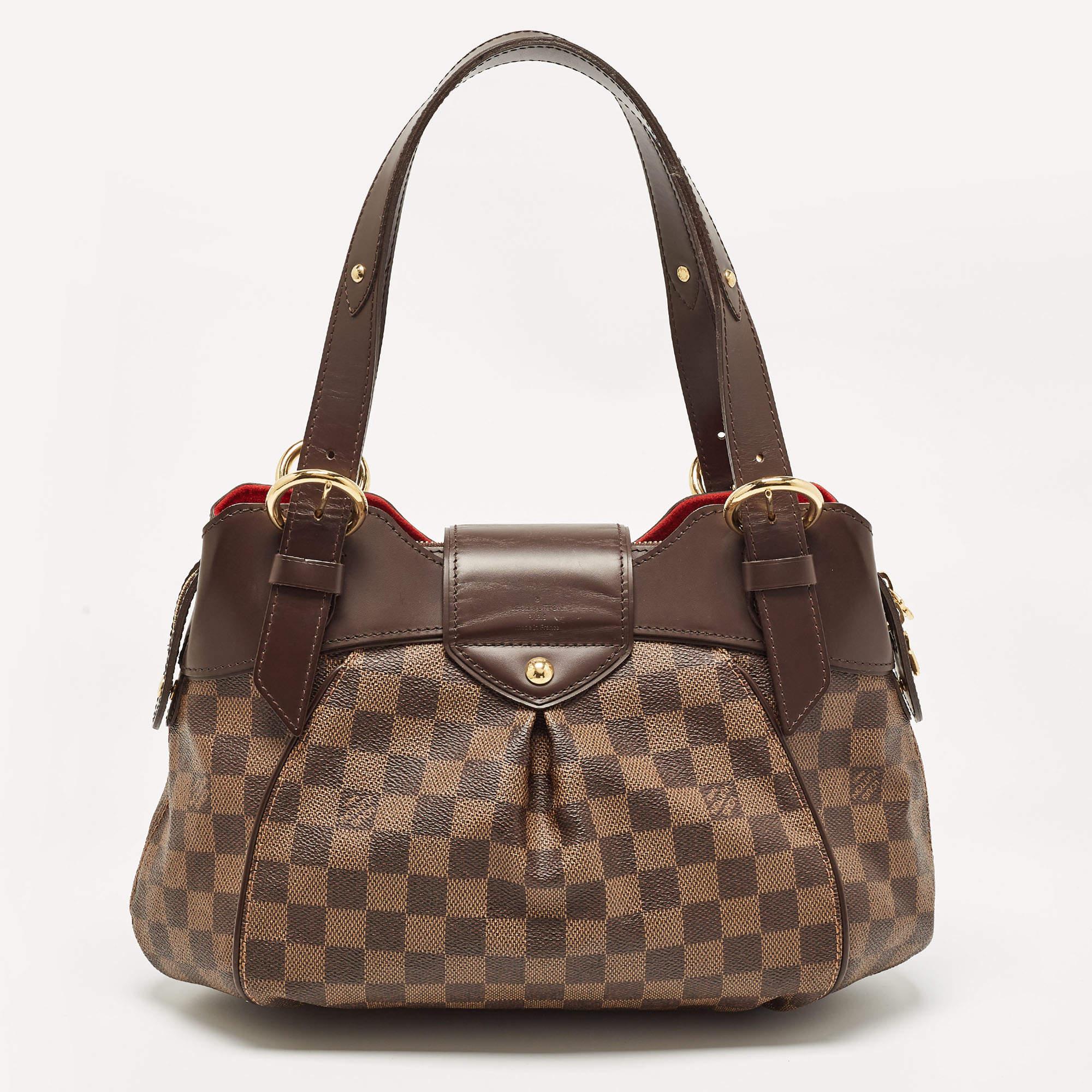 Louis Vuitton's handbags are popular owing to their high style and functionality. This Sistina PM bag, like all the other handbags, is durable and stylish. Crafted from Damier Ebene canvas, the bag can be paraded using the top handles. It is
