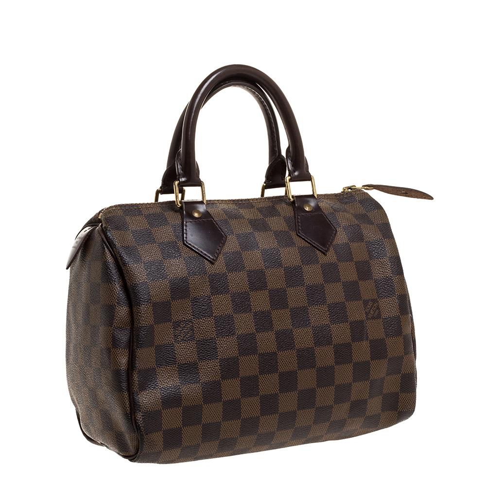Louis Vuitton Damier Ebene Canvas Speedy 25 Bag In Fair Condition In Dubai, Al Qouz 2