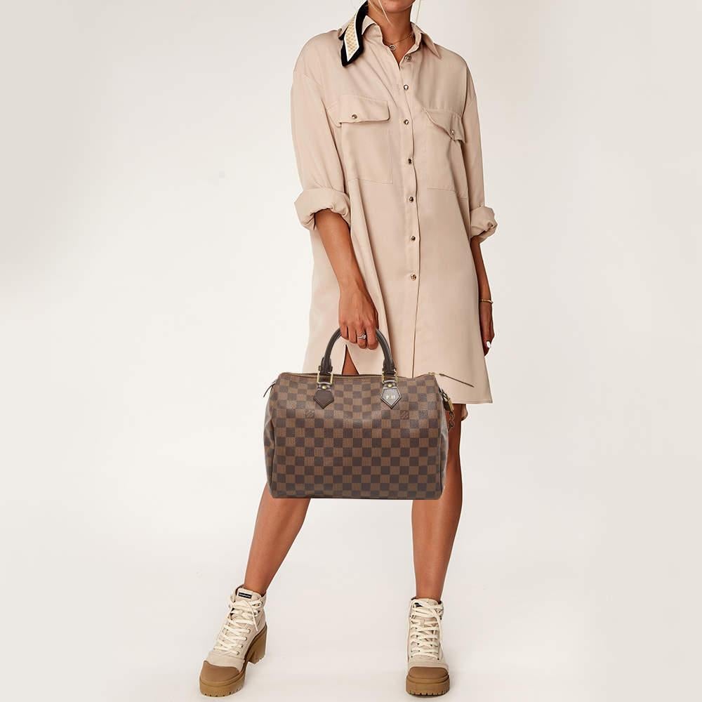 Brown Louis Vuitton Damier Ebene Canvas Speedy 30 Bag