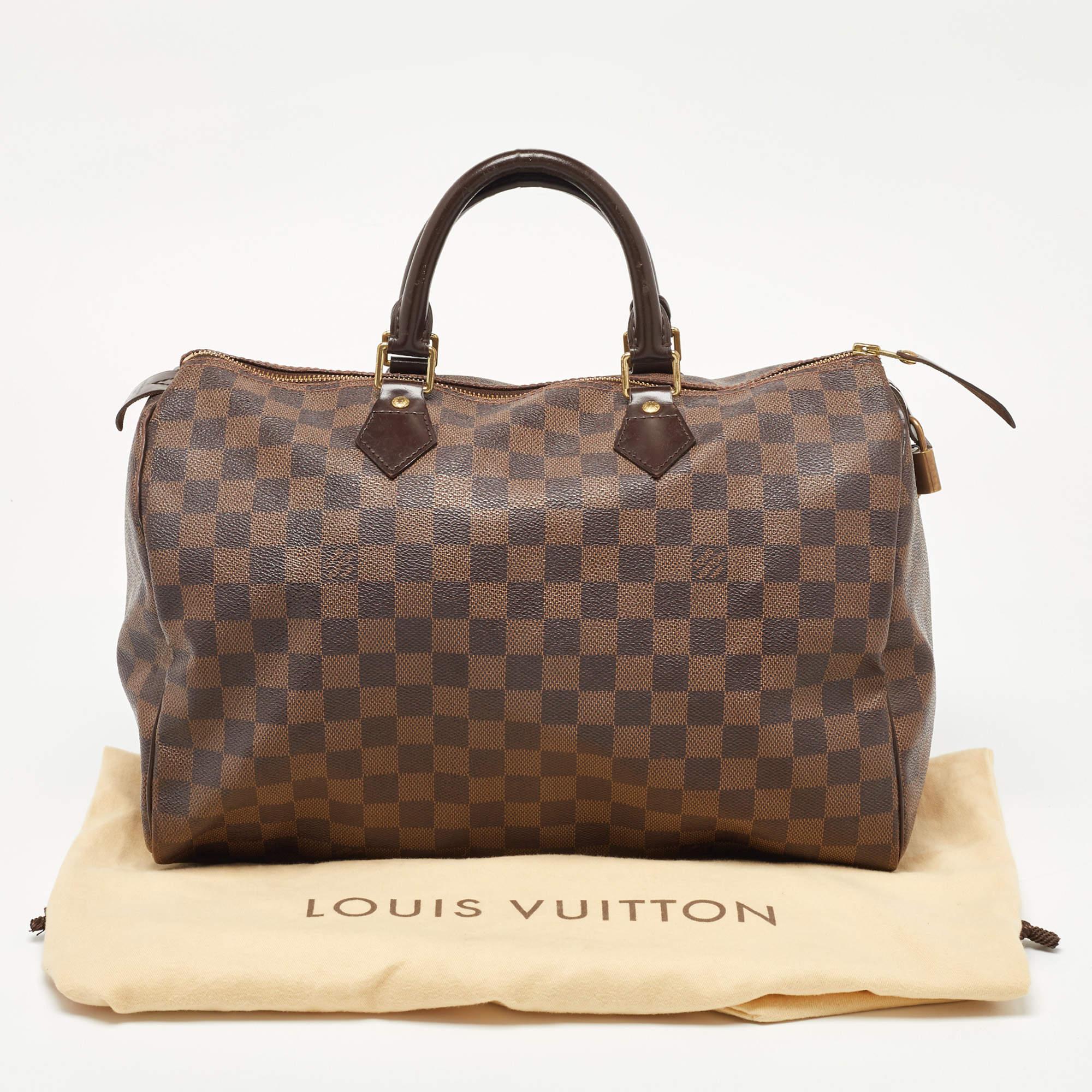 Louis Vuitton - Sac Speedy 35 en toile damier ébène en vente 8
